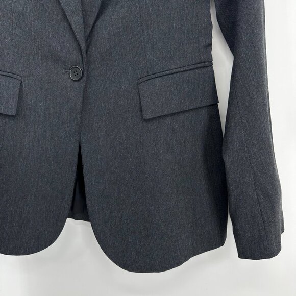 Express Blazer Jacket 4 Womens One Button Stretch Gray Suit Coat Work Career - Picture 5 of 8